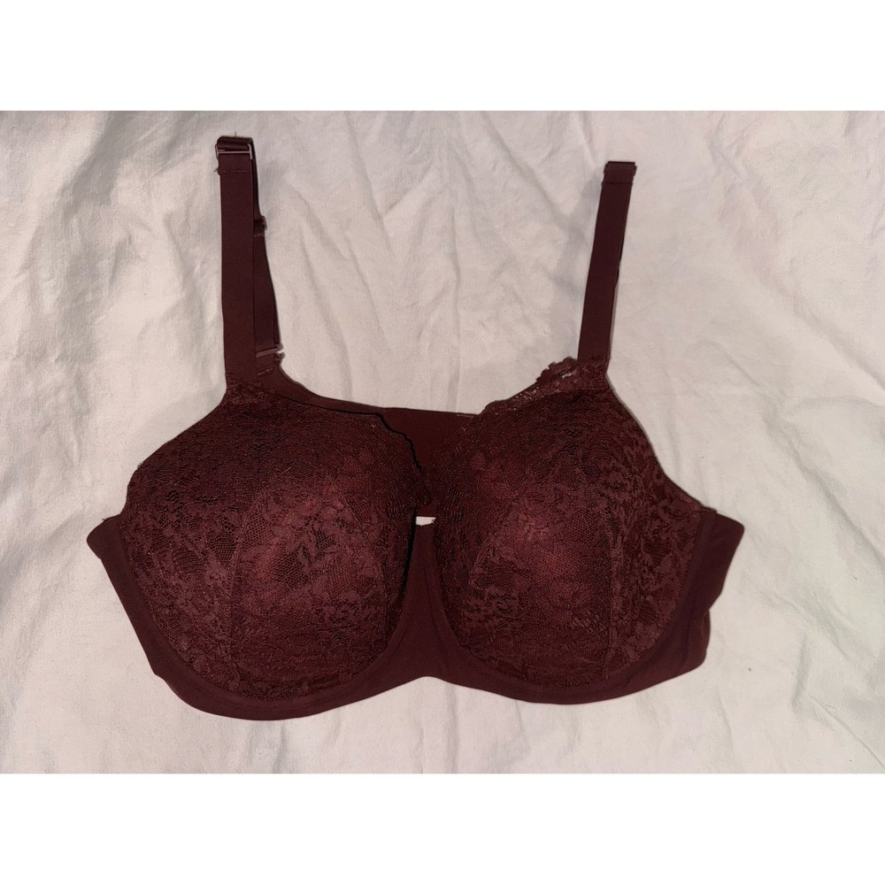 Skims fits everyone lace foam pad‎ cup lightly padded bra 42DD. Brown/maroon
